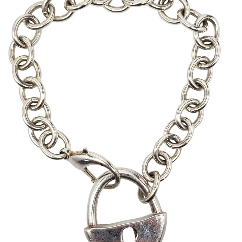 Robert Lee Morris Sterling Silver Padlock Charm Link Bracelet #23657 - Picture 3 of 16